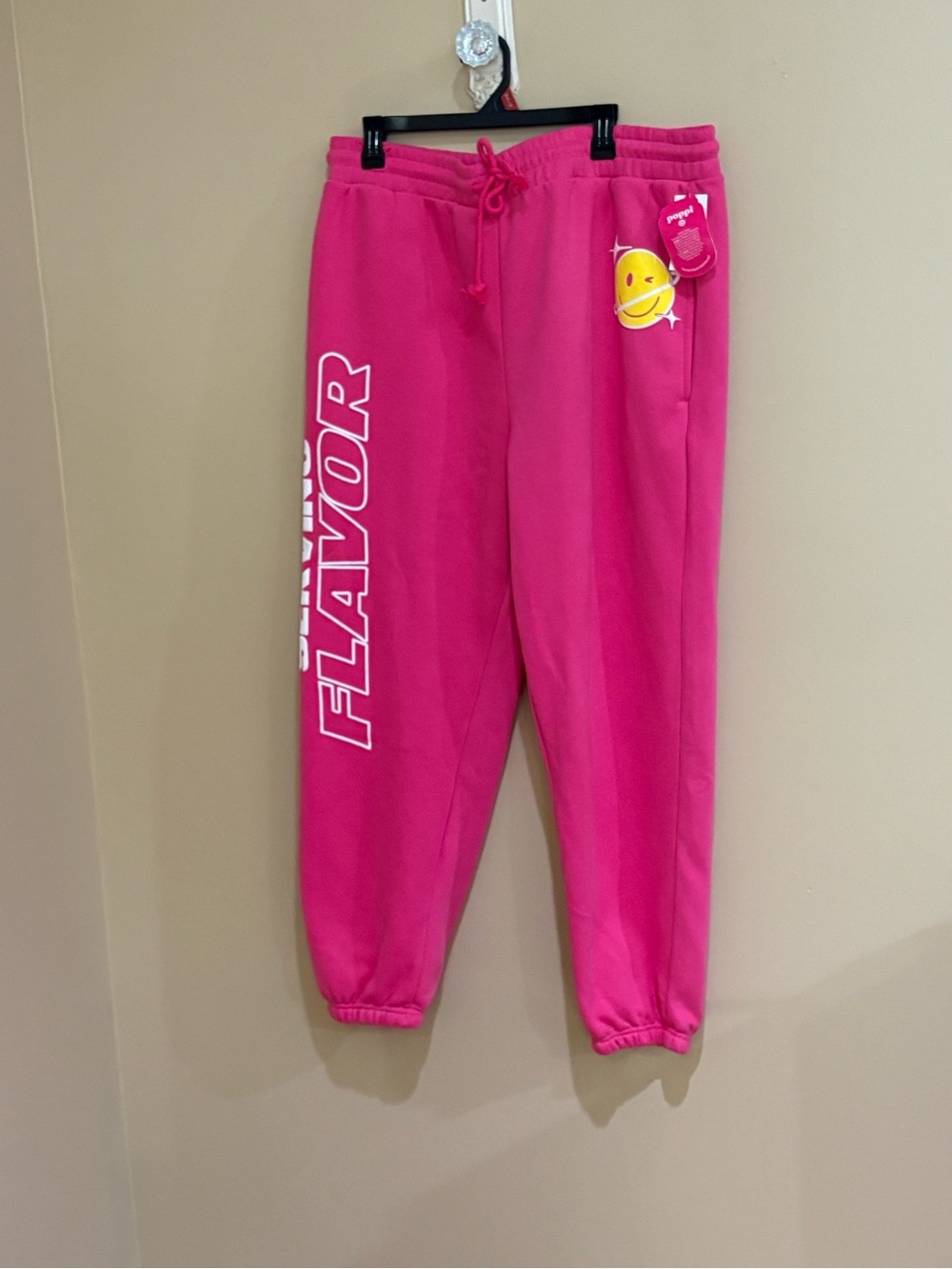 POPPI Hot Pink Jogger Sweatpants with Side 'FLAVOR' Graphic